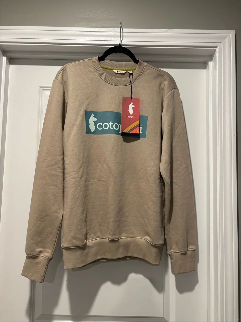 NWT Cotopaxi Icon Crew Sweatshirt-Pebble Men’s Small Cream and Light Blue
